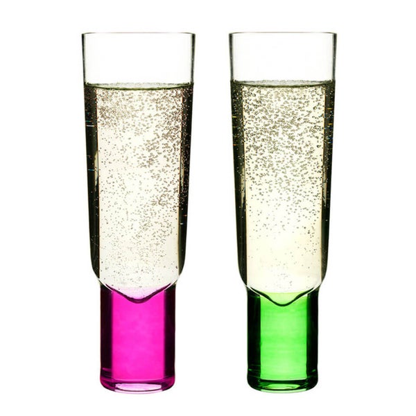 Sagaform Club Champagne Glasses 2 Pack - Pink/Green