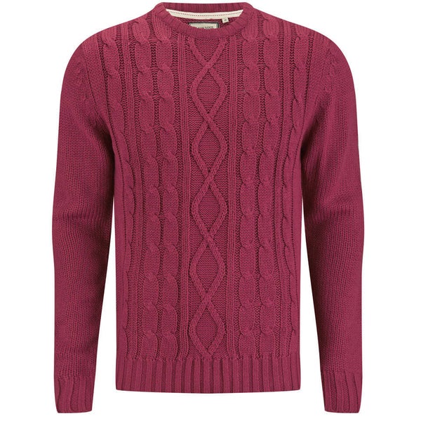 Brave Soul Men's Ludwig Cable Knitted Jumper - Red