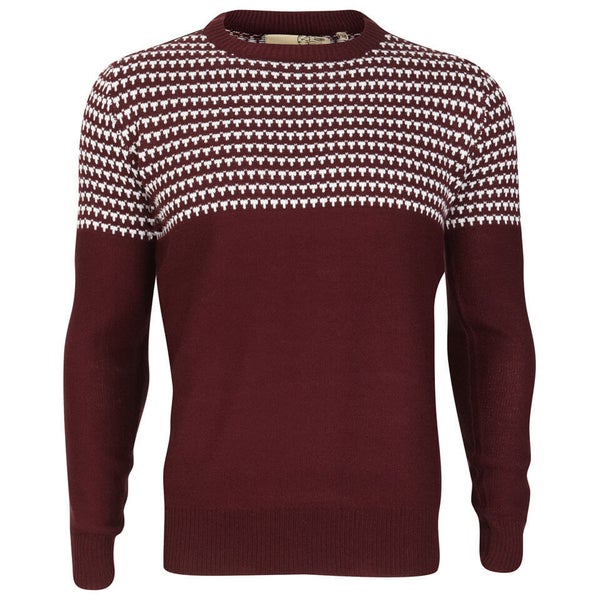 Brave Soul Men's Edward Jacquard Knitted Jumper - Bordeaux