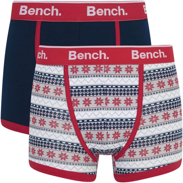 Bench Men's 2 Pack Fairisle Fashion Trunks - Navy/Red