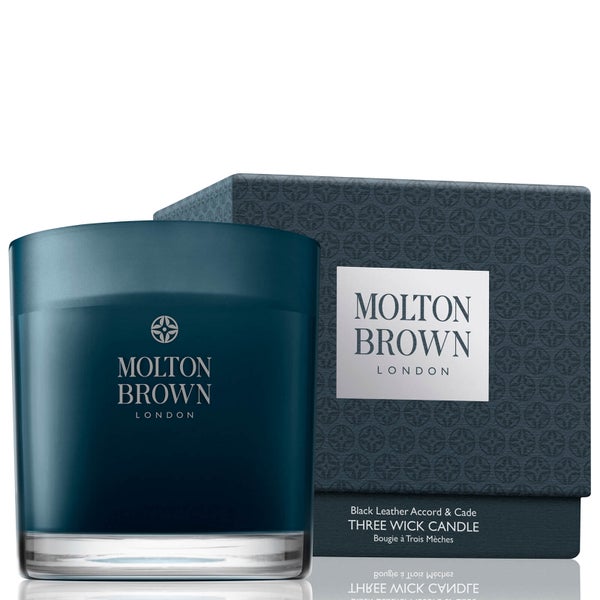 Molton Brown Black Leather Accord and Cade Three Wick Candle 480g