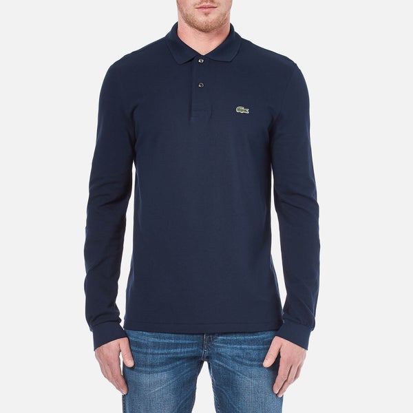 Lacoste Men's L1313 Long Sleeved Classic Polo Shirt - Navy - 3/S