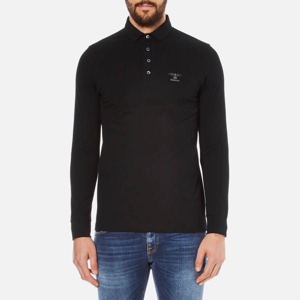 Barbour Men's Standards Long Sleeve Embroidered Polo Shirt - Black