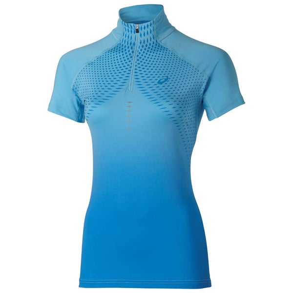 Asics Women's Shorts Sleeve Half Zip Running Top - Natural Blue