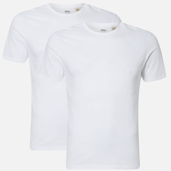 Levi's Men's Slim 2 Pack Crew T-Shirts - White/White