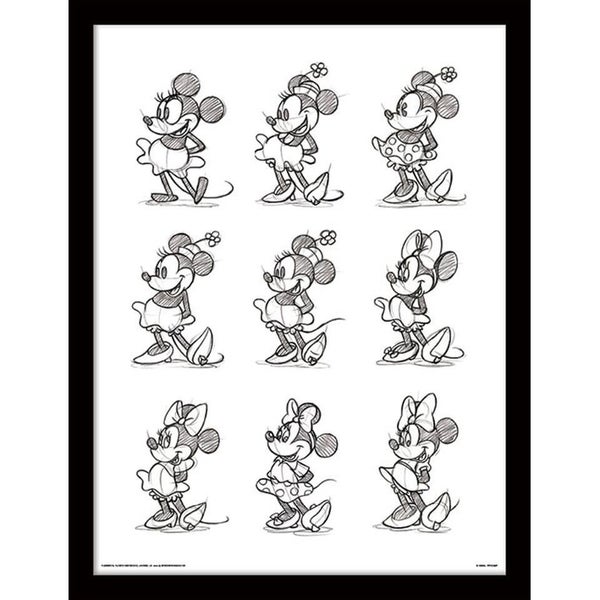 Affiche Encadrée Croquis de Minnie Mouse - 30 cm x 40 cm