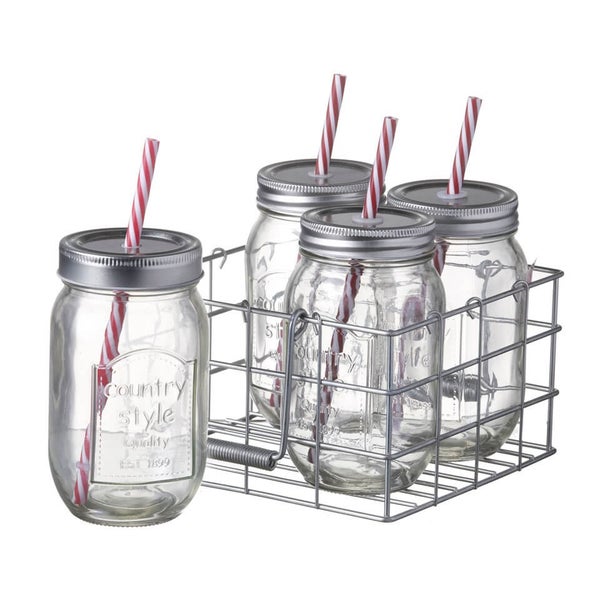 Parlane Jar Bottles With Straws - Clear