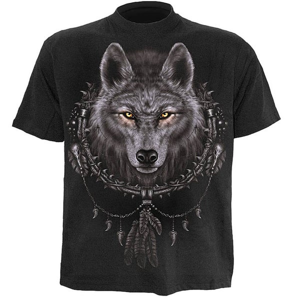 T-Shirt Homme Spiral Wolf Dreams - Noir