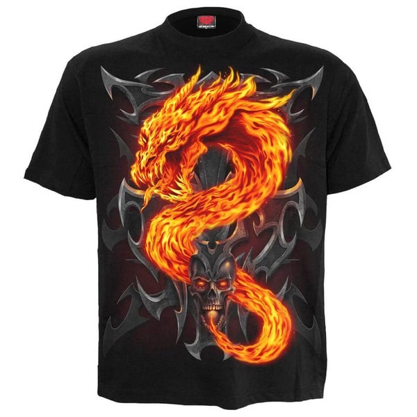 T-Shirt Homme FIRE DRAGON Manches Courtes Spiral - Noir