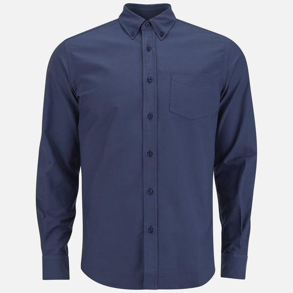 Tripl Stitched Men's Oxford Long Sleeve Shirt - Navy