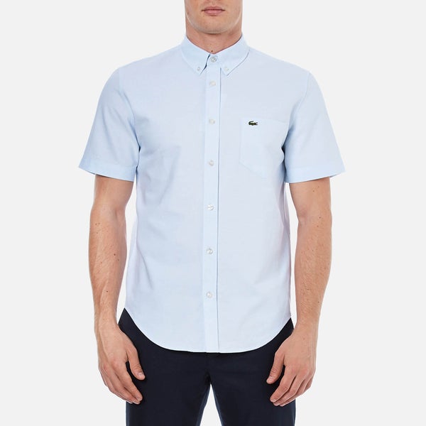 Lacoste Men's Oxford Short Sleeve Shirt - Atmosphere/White