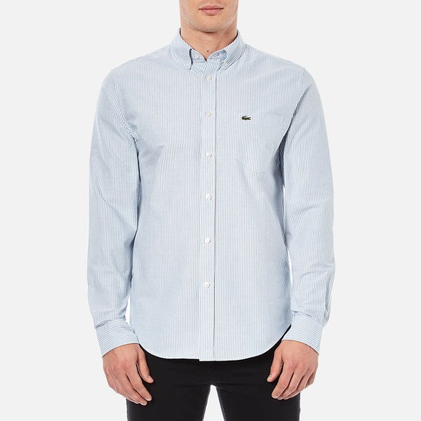 Lacoste Men's Oxford Long Sleeve Shirt - Blue Stripe