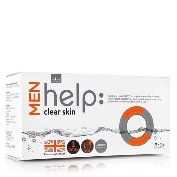Works with Water Help: Clear Skin Soluble Supplement for menn (28 x 3.5g)