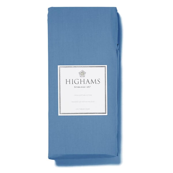 Highams 100% Egyptian Cotton Plain Dyed Deep Fitted Sheet - Steel Blue