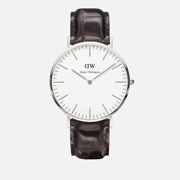 Daniel Wellington Classic York 36mm Silver Watch - Croc Brown