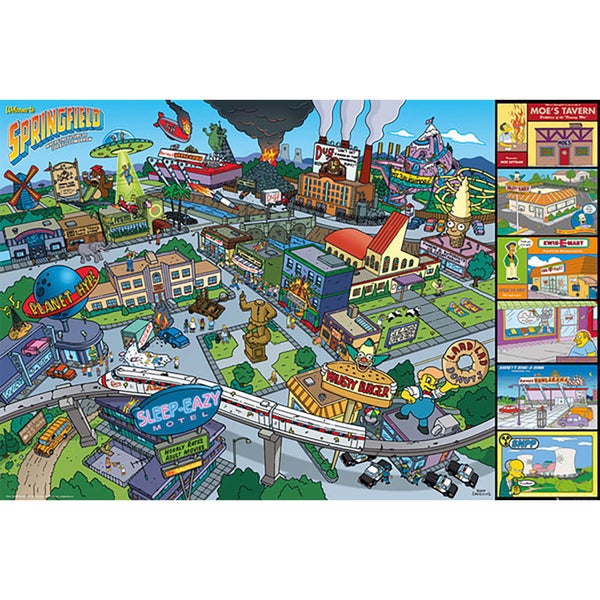 The Simpsons Locations - 24 x 36 Inches Maxi Poster