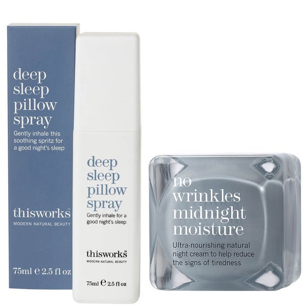 Spray para Almofada Deep Sleep (75 ml) e Hidratação de Meia Noite No Wrinkles (48 ml) da this works