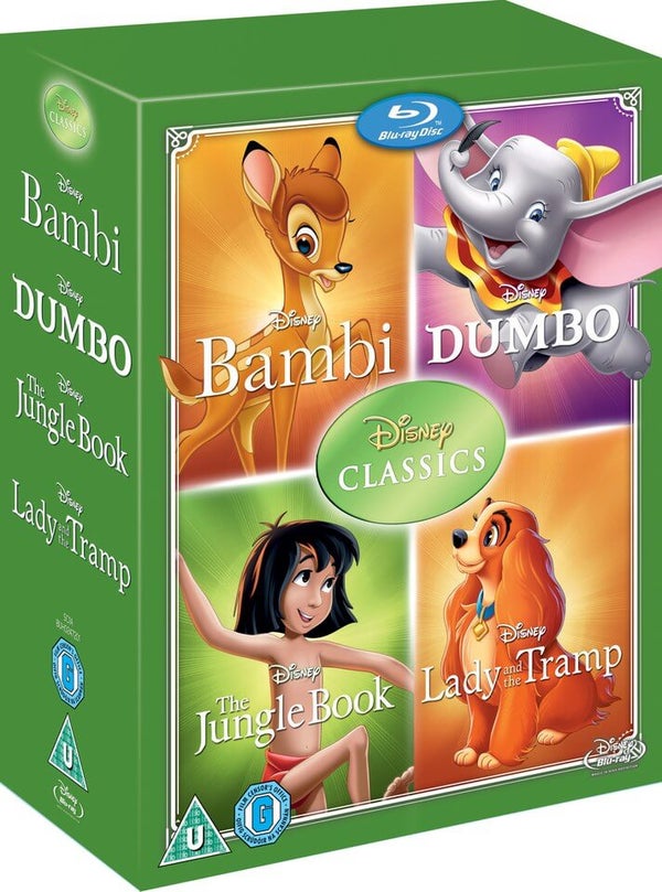 Disney Classics Timeless Classics 4 BD Set 2 Jungle Book, Bambi, Dumbo, Lady & The Tramp 