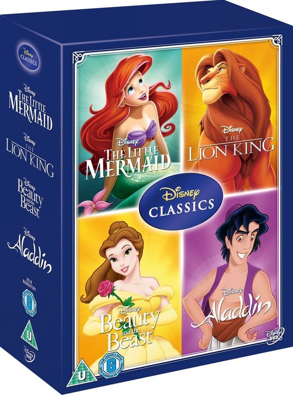 Disney Classics Timeless Classics 4 DVD Set 3 Little Mermaid, Beauty & The Beast, Aladdin, Lion King