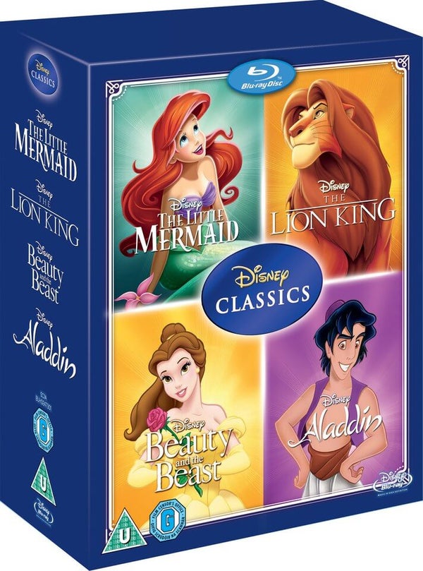 Disney Classics Timeless Classics 4 BD Set 3 Little Mermaid, Beauty & The Beast, Aladdin, Lion King