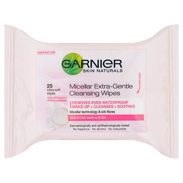 Garnier Skin Naturals Micellar Extra-Gentle -hellävaraiset misellivesipuhdistusliinat (25 kpl)