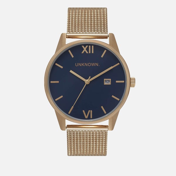 UNKNOWN Men's The Dandy Watch - Navy Dial/Gold Mesh