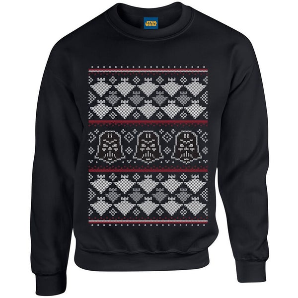 Star Wars Christmas Darth Vader Imperial Starship Sweatshirt - Black
