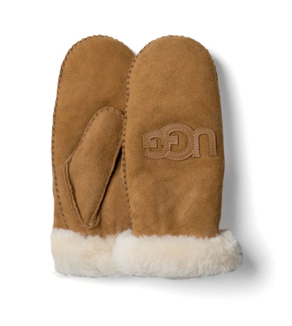 UGG Women's Classic Heritage Logo Mittens - Chestnut