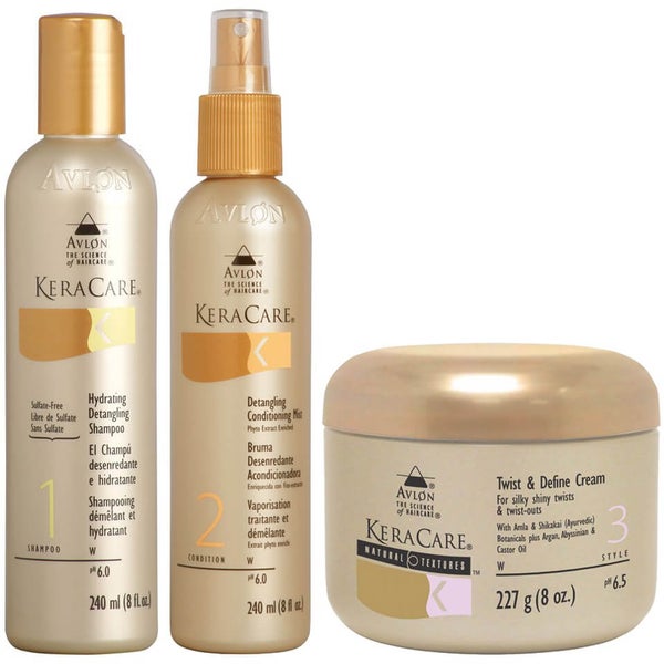 KeraCare 柔順洗髮精及潤髮乳組及自然質感定型霜