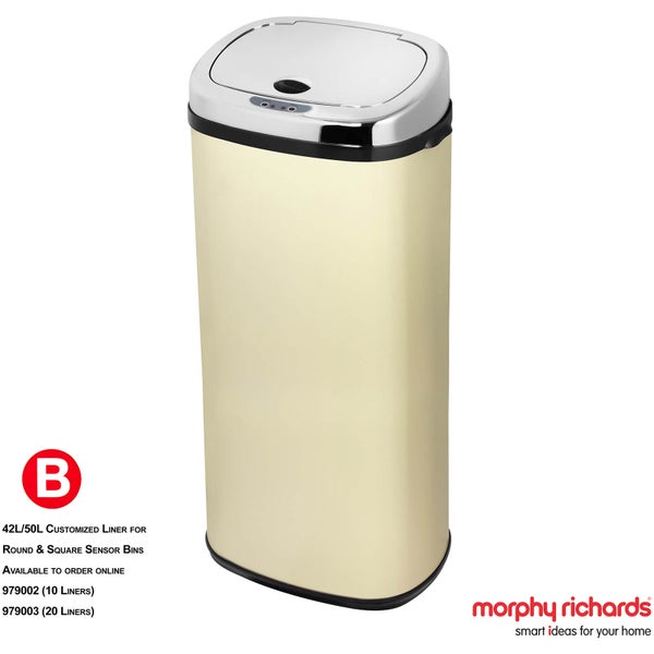 Morphy Richards 971518/MO 50L Square Sensor Bin - Cream