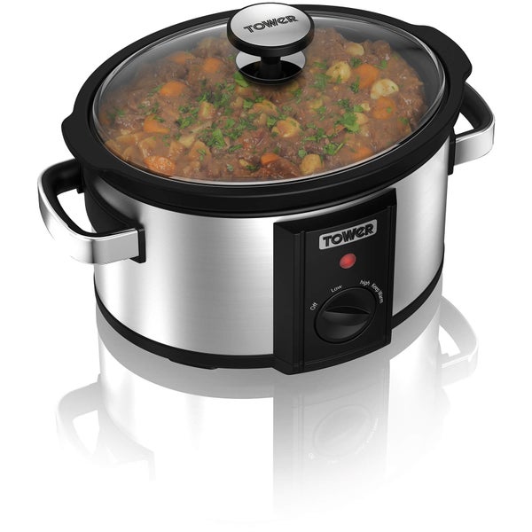 Tower T16010 3.5L Manual Slow Cooker - Silver