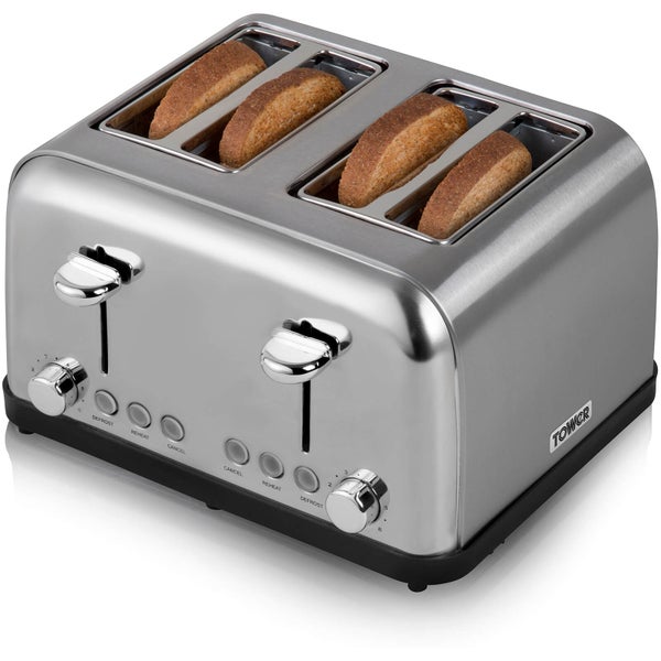 Tower T20003 4 Slice Toaster - Silver