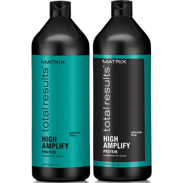 Matrix Total Results High Amplify szampon (1000 ml), odżywka do włosów (1000 ml) i pianka dodająca włosom objętości (270 ml)