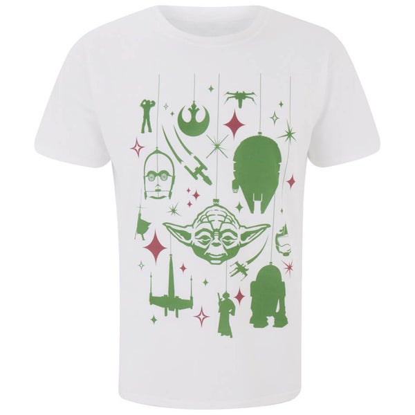 Star Wars Yoda Festive Galaxy Christmas Heren T-Shirt - Wit