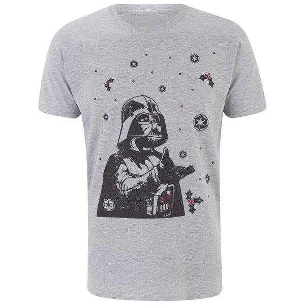 Star Wars Men's Darth Vader Snow Fall Galaxy T-Shirt - Light Grey Marl