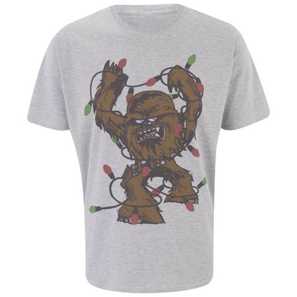Star Wars T-Shirt Chewbacca Lumière de Noël -Homme - Gris Clair Chiné