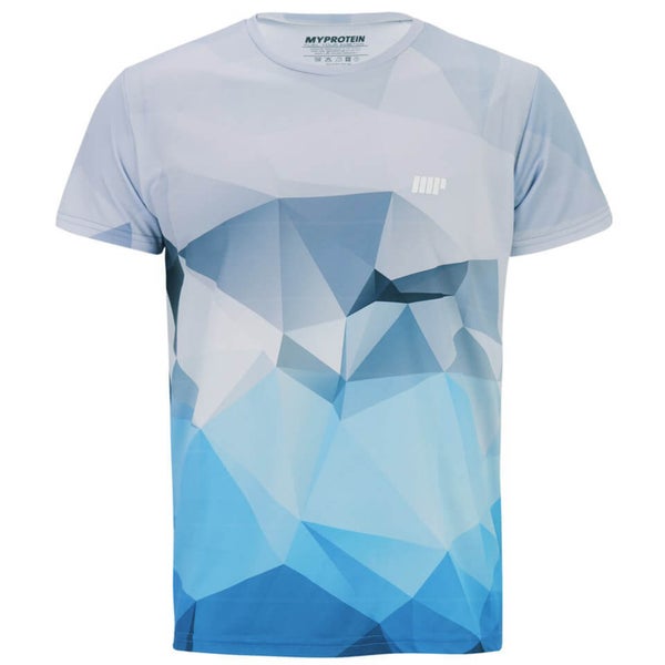 T-Shirt Entraînement Imprimé Géométrique Homme, Bleu Clair