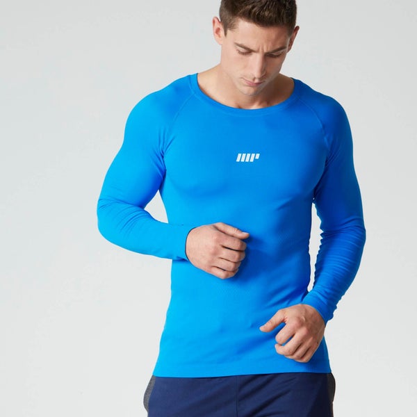 Чоловіча спортивна безшовна футболка з довгими рукавами - синя