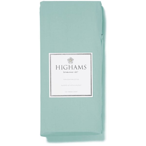 Highams 100% Egyptian Cotton Plain Dyed Fitted Sheet - Duck Egg [China Sizing Only]