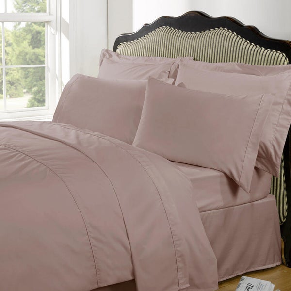 Highams 100% Egyptian Cotton Plain Dyed Bedding Set - Vintage Pink [China Sizing Only]