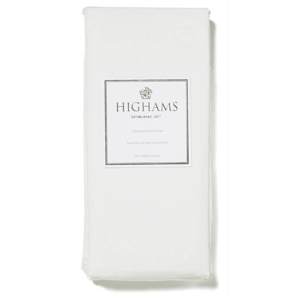 Highams 100% Egyptian Cotton Plain Dyed Fitted Sheet - White [China Sizing Only]