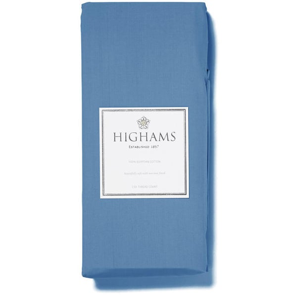 Highams 100% Egyptian Cotton Plain Dyed Fitted Sheet - Steel Blue [China Sizing Only]