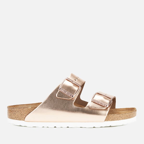 Birkenstock Women's Arizona Slim Fit Leather Double Strap Sandals - Metallic Copper