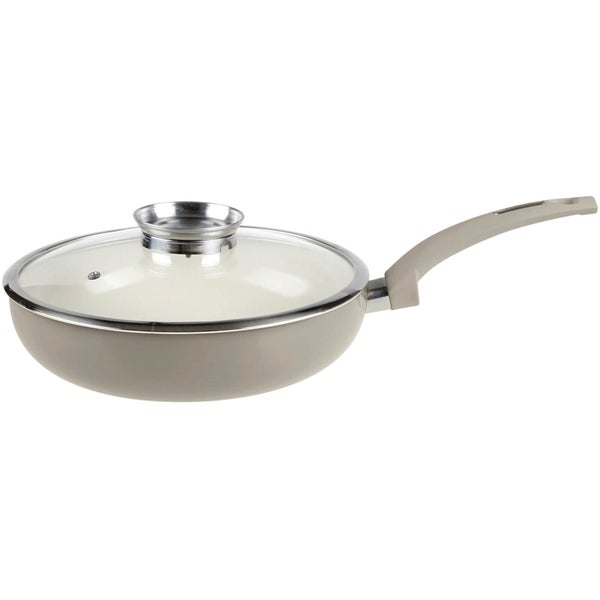Tower IDT80028 Saute Pan with Infuser Glass Lid - Taupe - 28cm