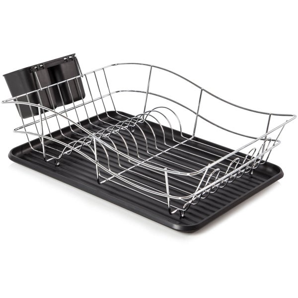 Tower T81400 Dish Rack with Tray - Black