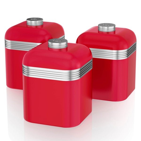 Swan SWKA1020RN Retro Set of 3 Canisters - Red