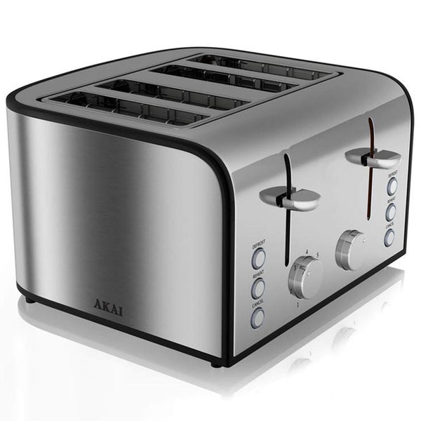 Akai A20002 4 Slice Toaster - Stainless Steel