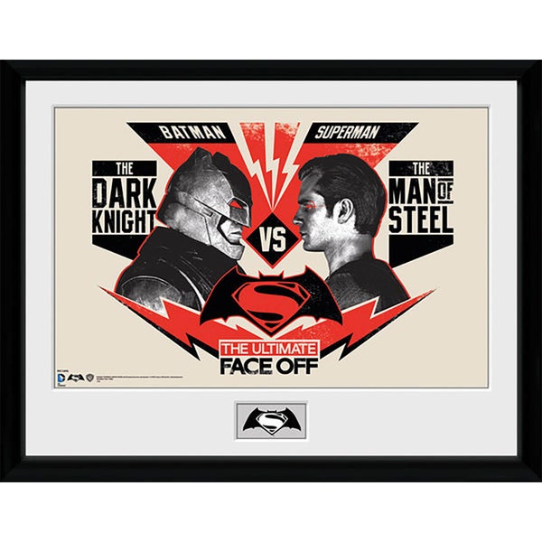 DC Comics Batman v Superman Dawn of Justice Face Off - 16 x 12 Inches Framed Photographic