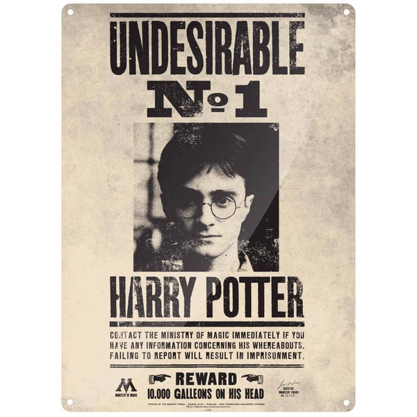 Grande Affiche en Métal Indésirable Numéro 1 Harry Potter