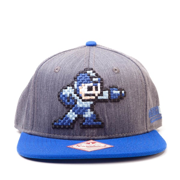 Mega Man Pixel Snapback Cap - Grey/Blue
